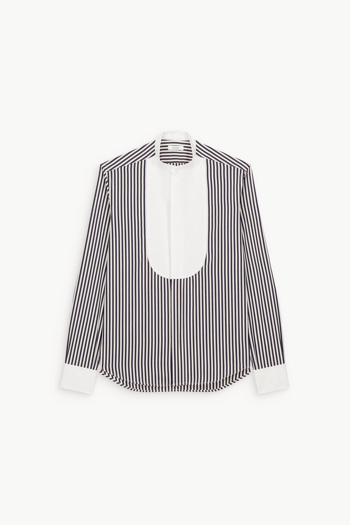 Gabi Navy Striped Shirt with Contrast Bib