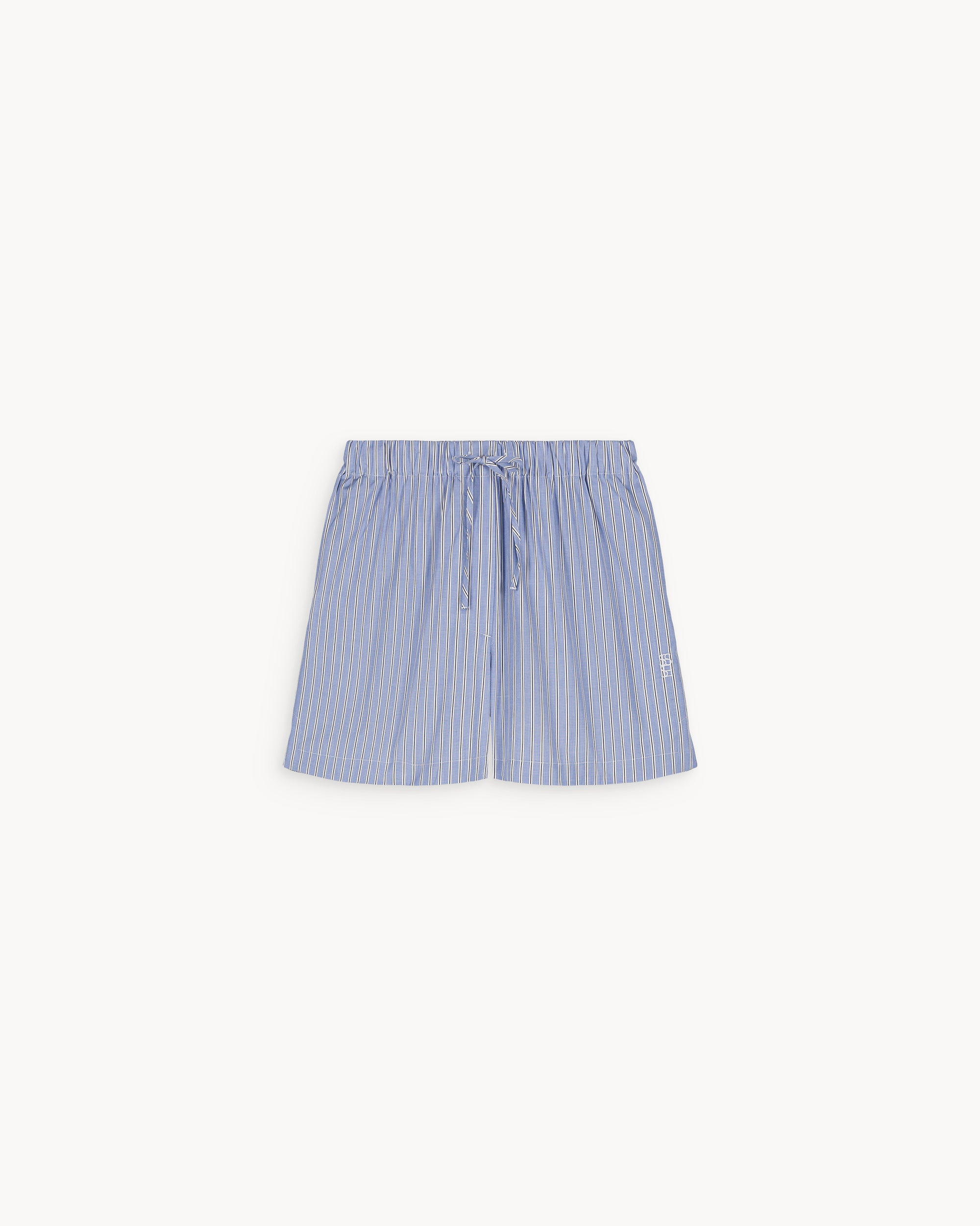 Alex Sky Blue Striped Cotton Poplin Shorts