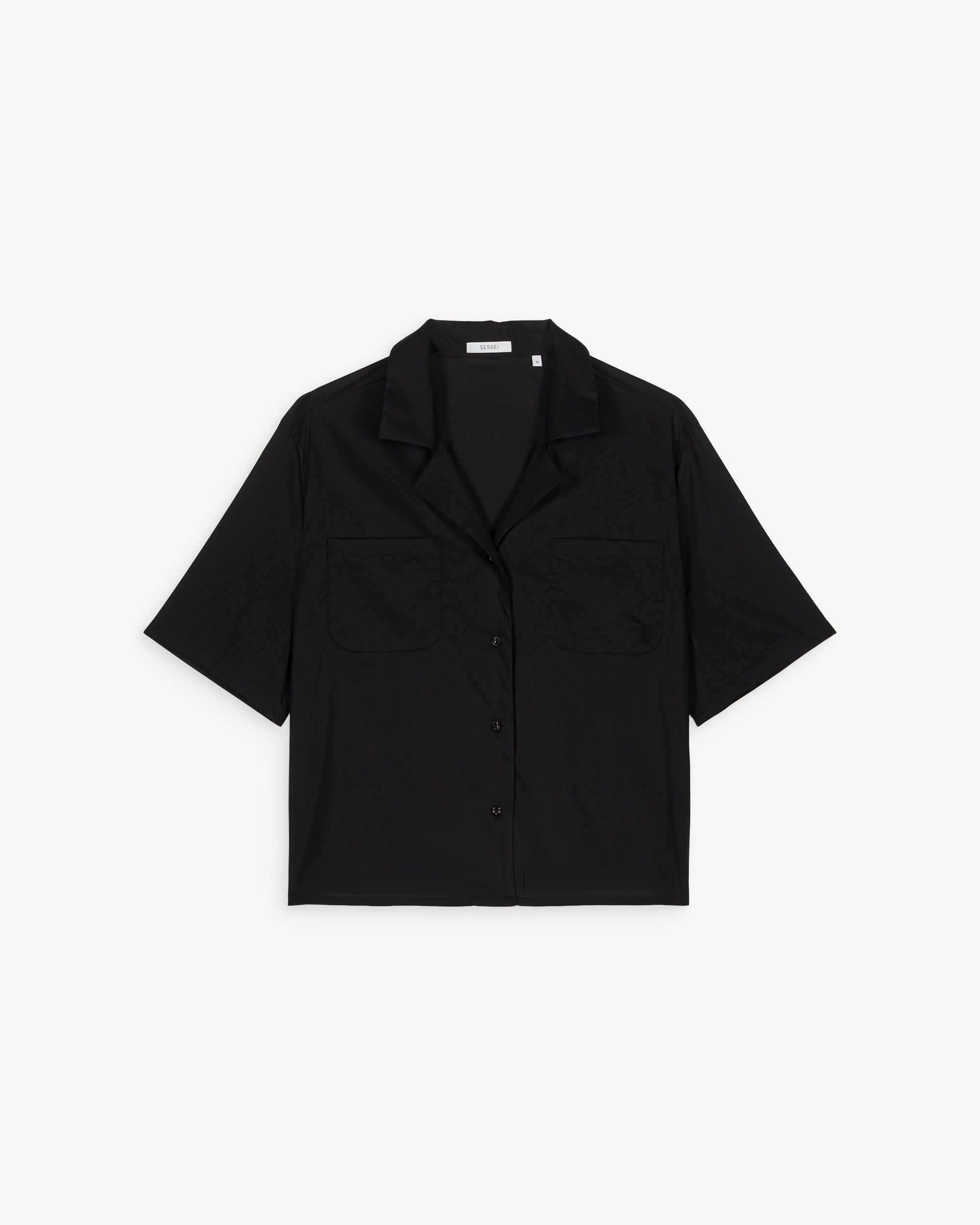 Chiara Black Cotton Voile Short-sleeved Shirt