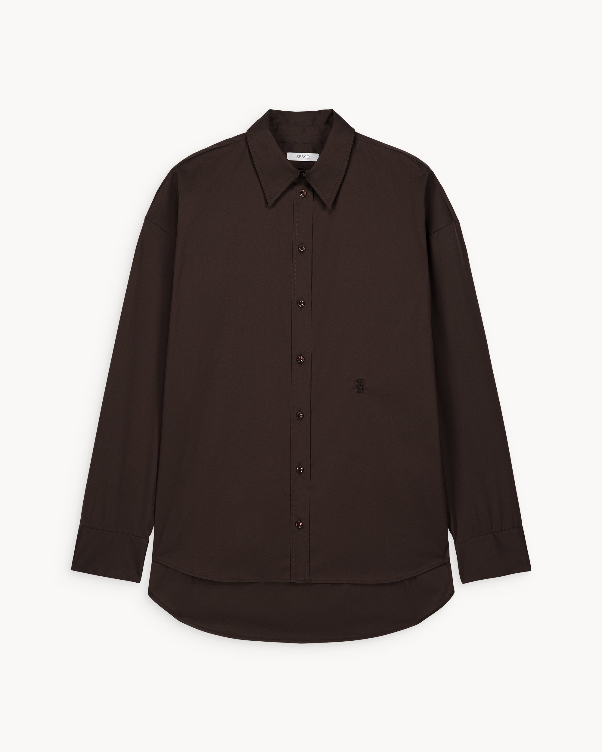 Kaia Brown Cotton Poplin Oversized Shirt