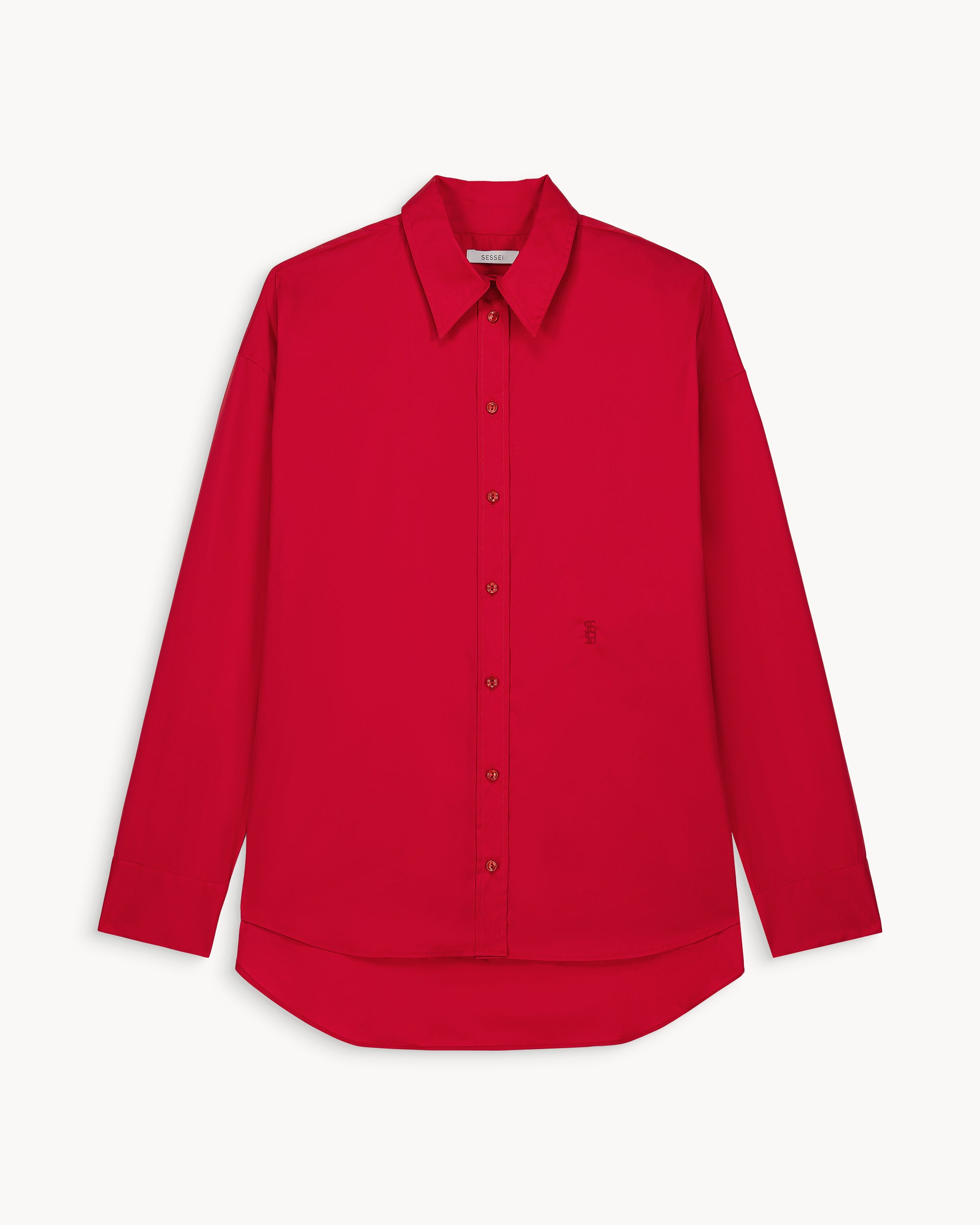 Kaia Red Cotton Poplin Oversized Shirt
