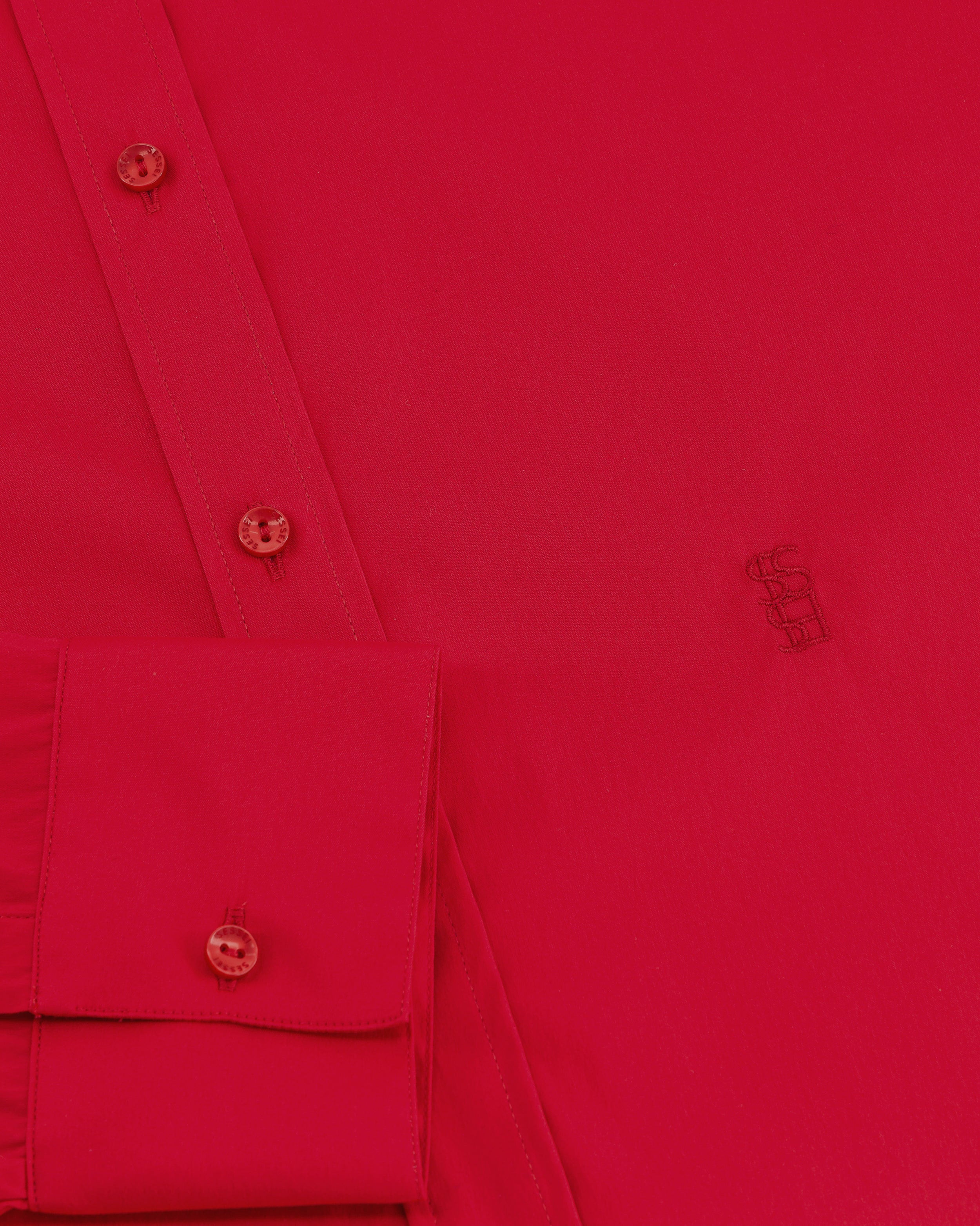 Kaia Red Cotton Poplin Oversized Shirt