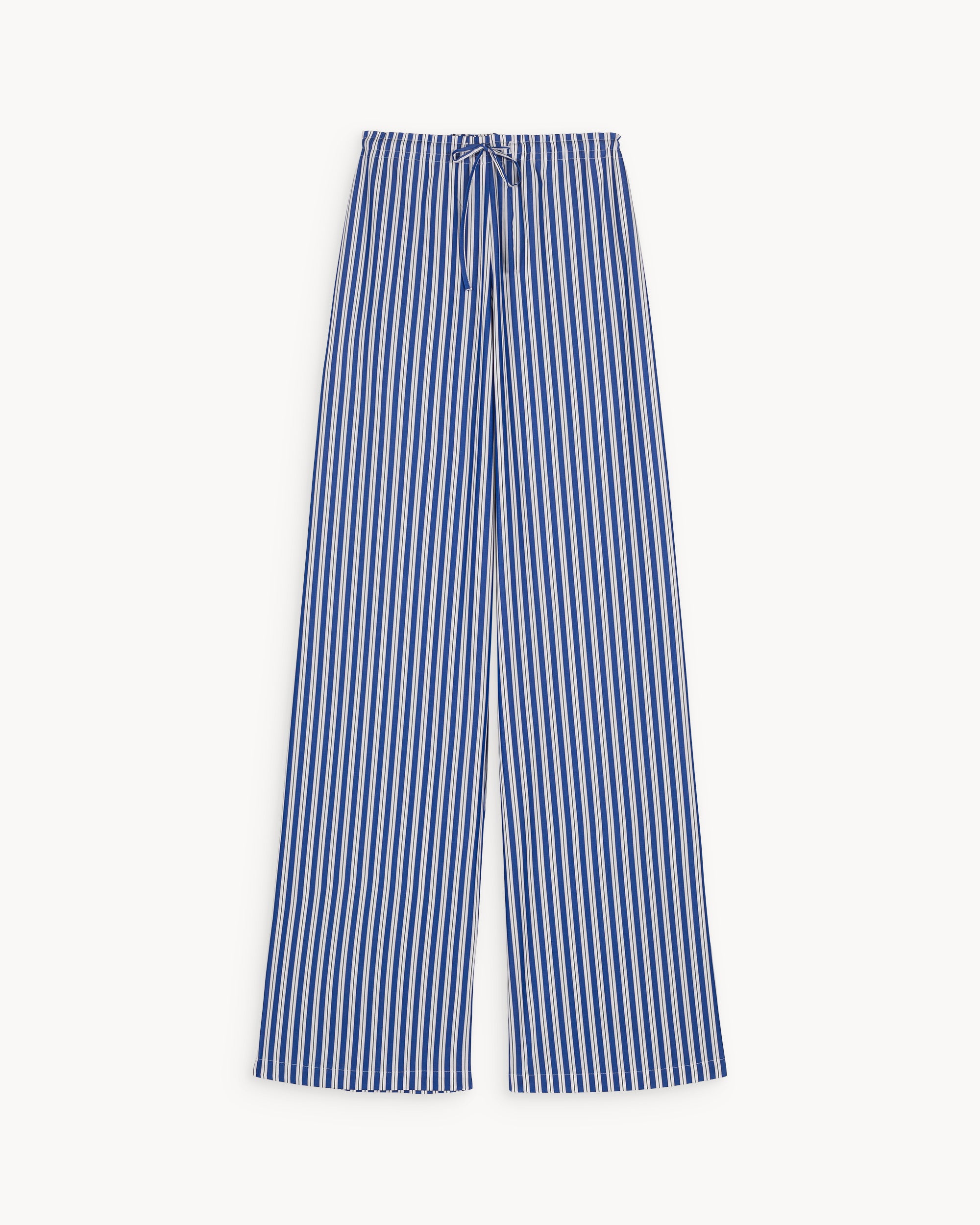 Lou Deep Blue Striped Cotton Poplin Pants