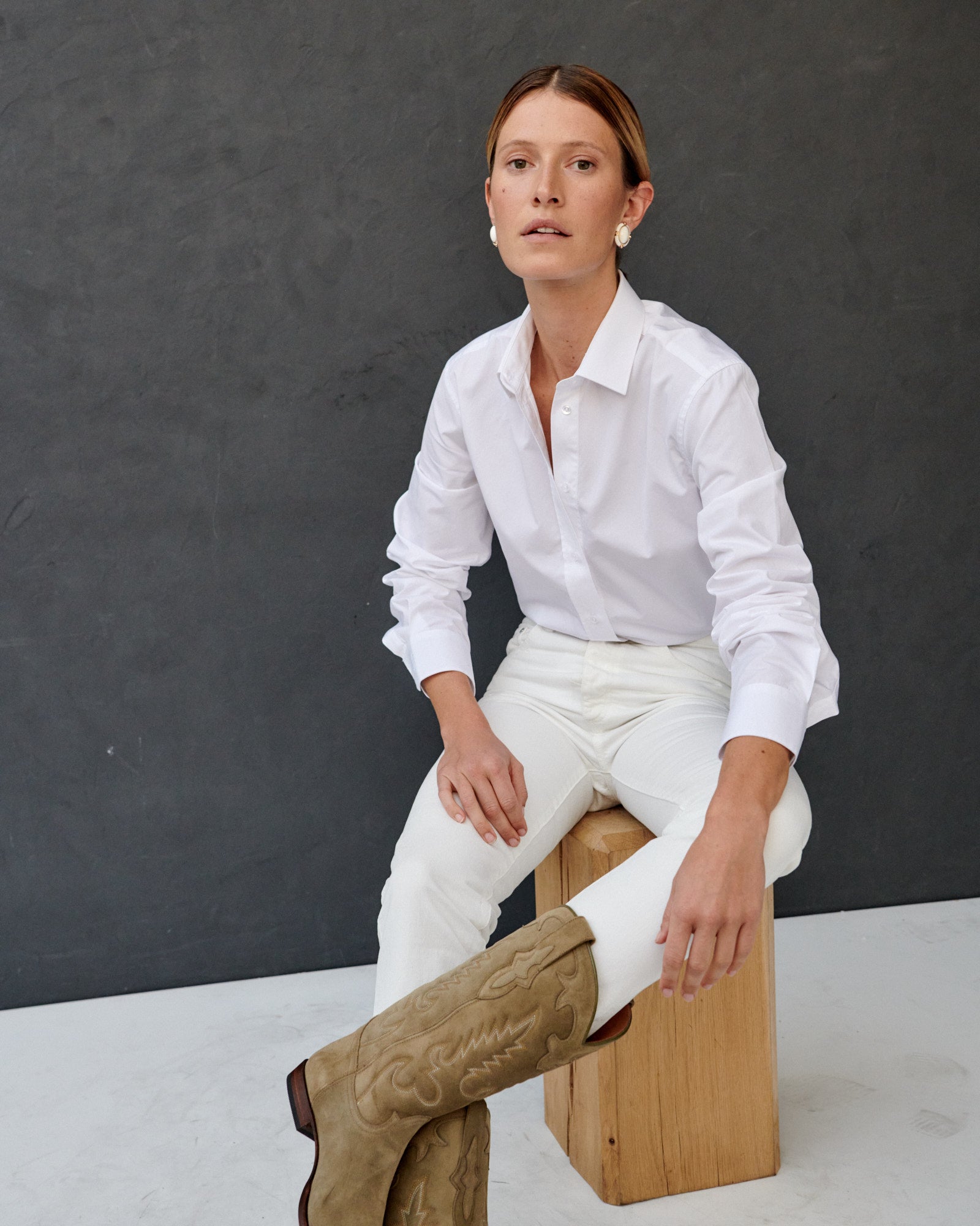 Chemise boyfriend en popeline de coton blanche