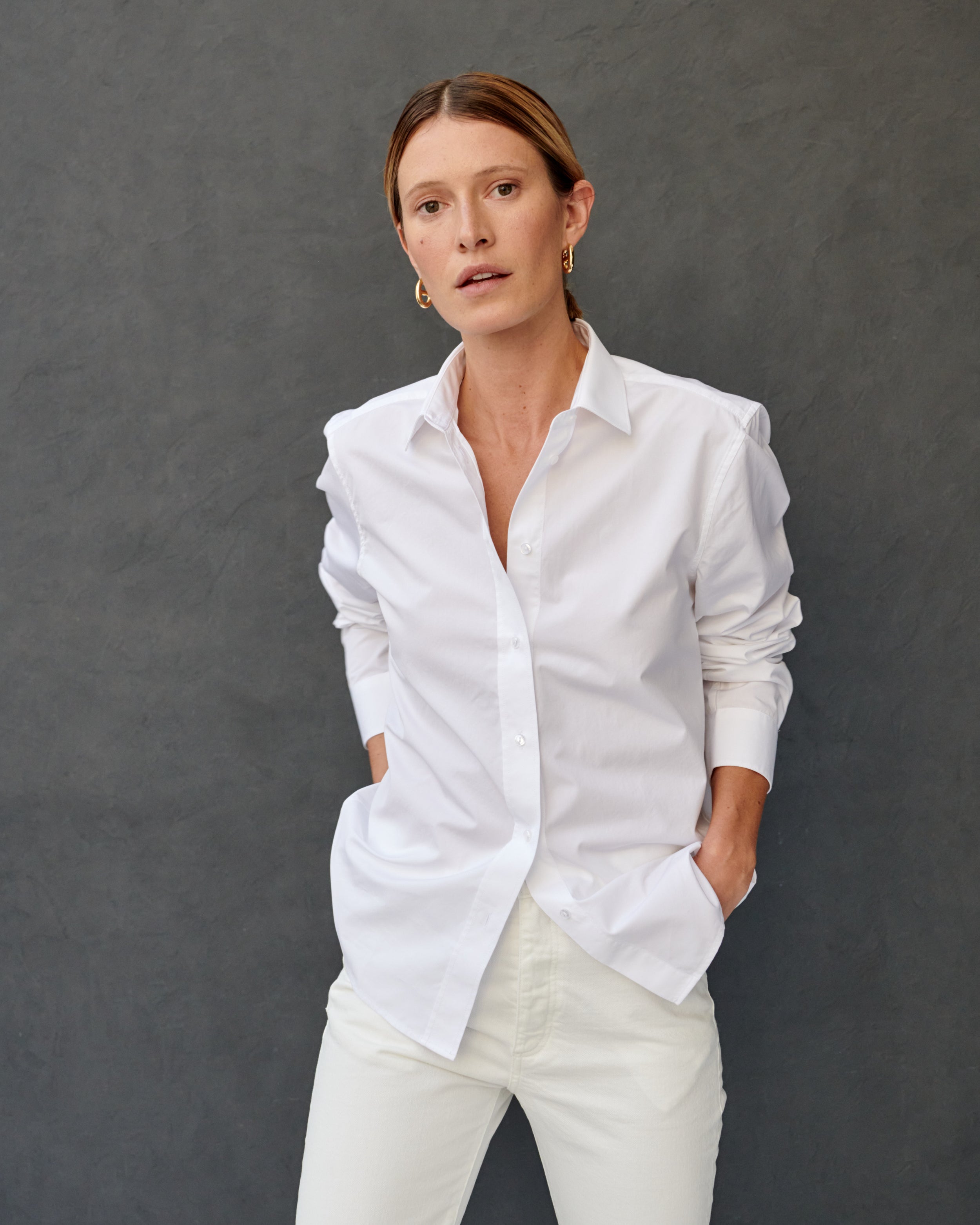 Chemise boyfriend en popeline de coton blanche