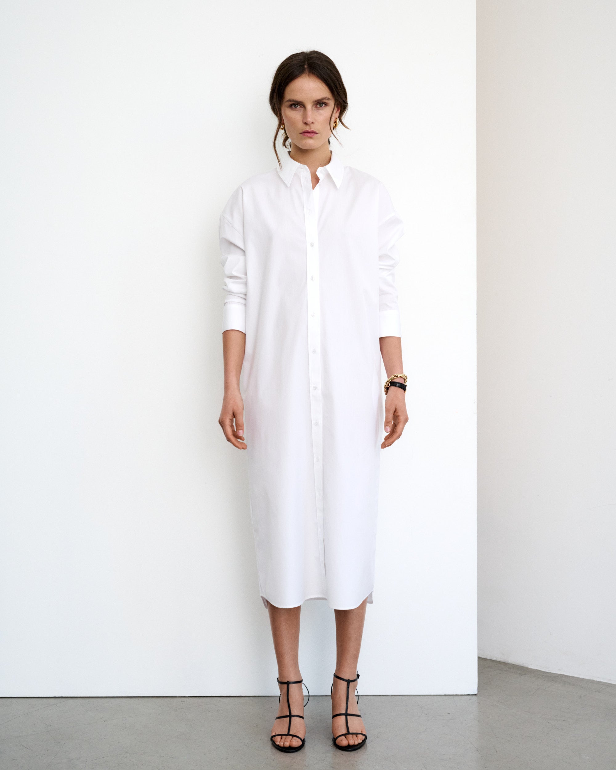 Robe chemise oversize en popeline de coton blanche Kate