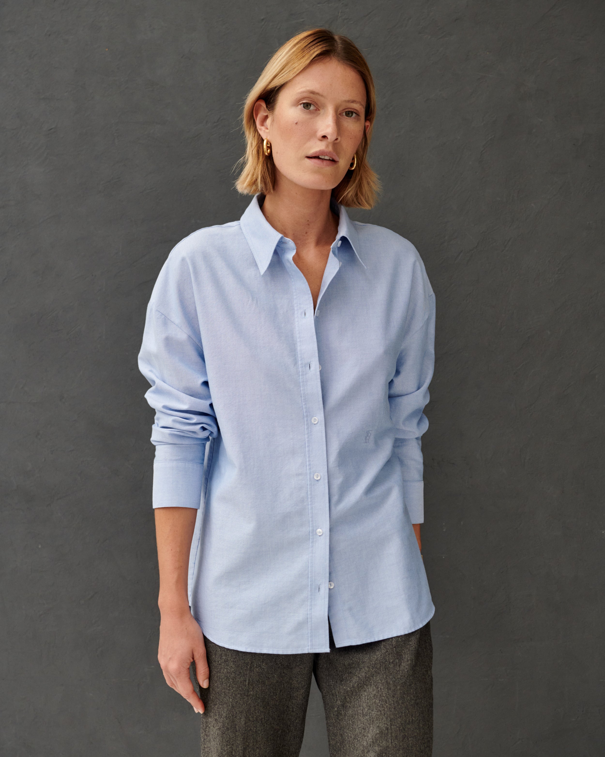 Chemise en coton Oxford bleu ciel