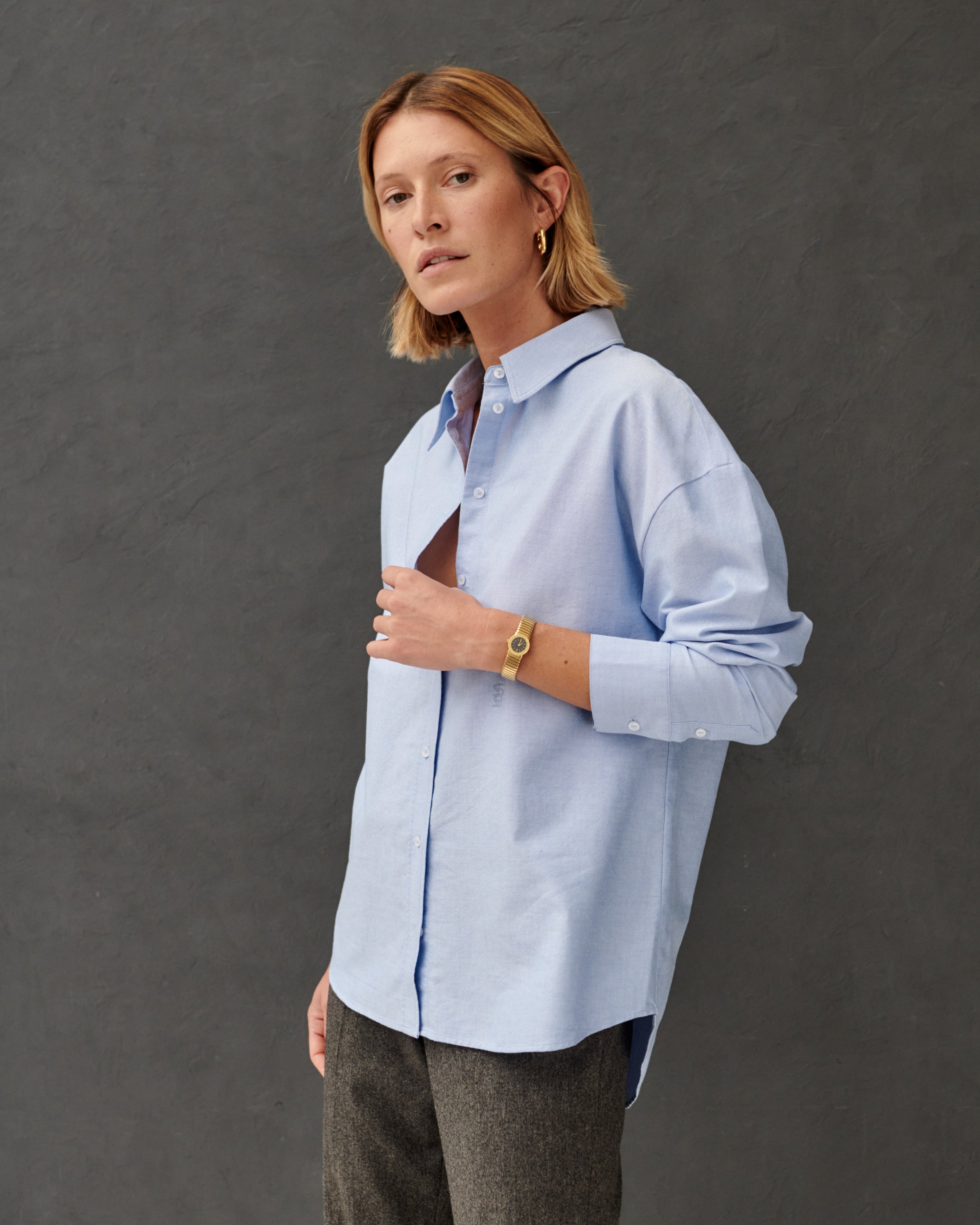 Chemise en coton Oxford bleu ciel