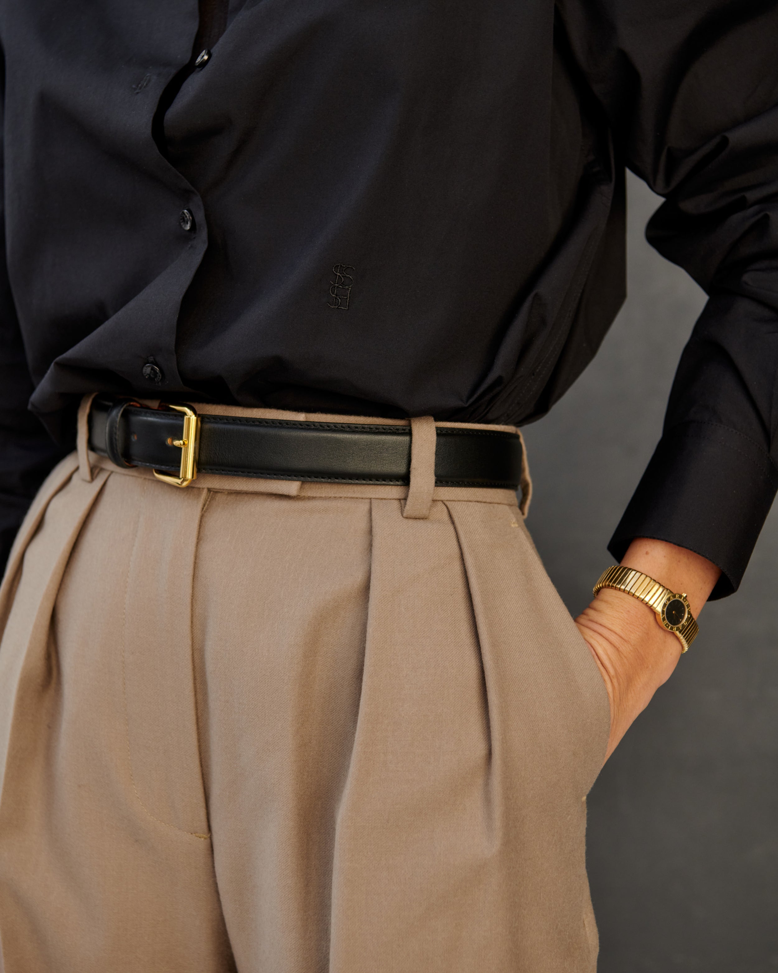 Chemise en popeline de coton noire