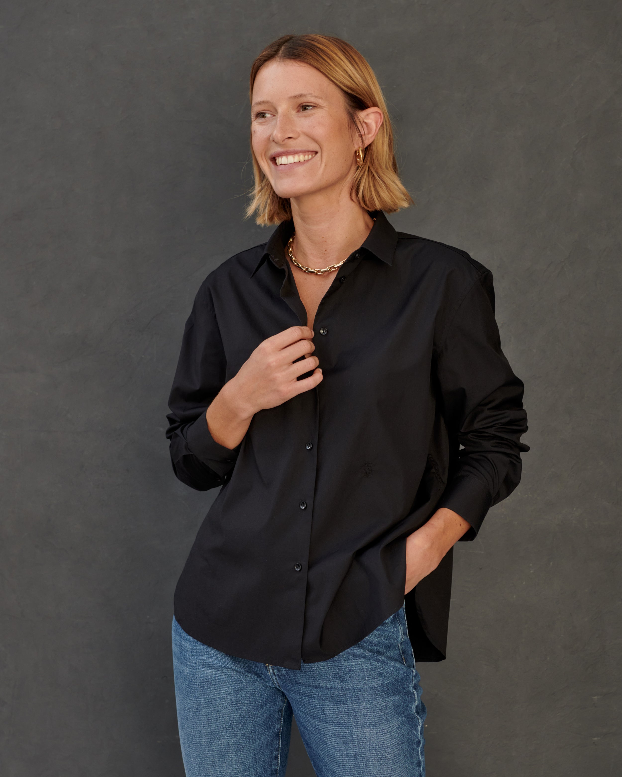 Chemise en popeline de coton noire