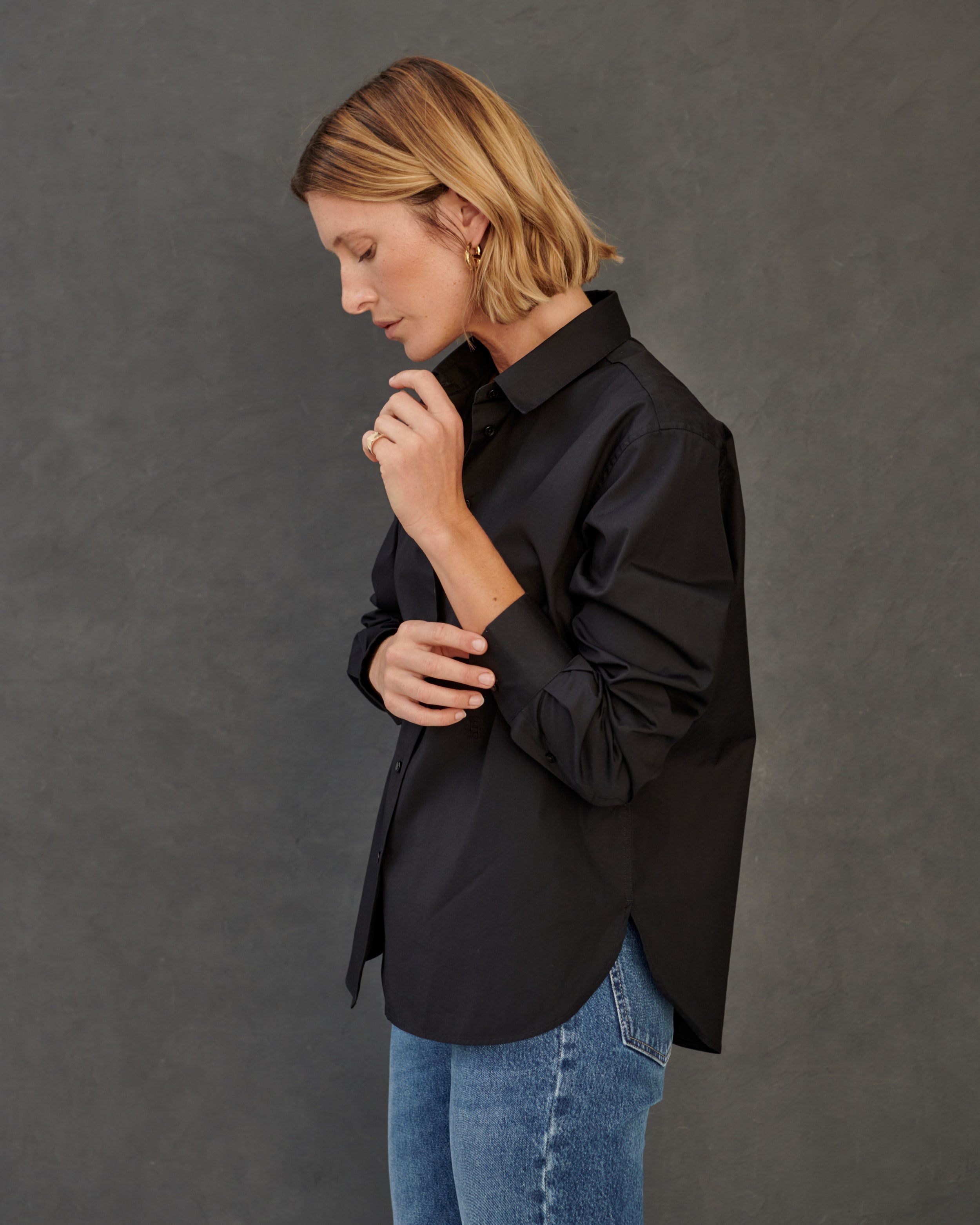 Chemise en popeline de coton noire