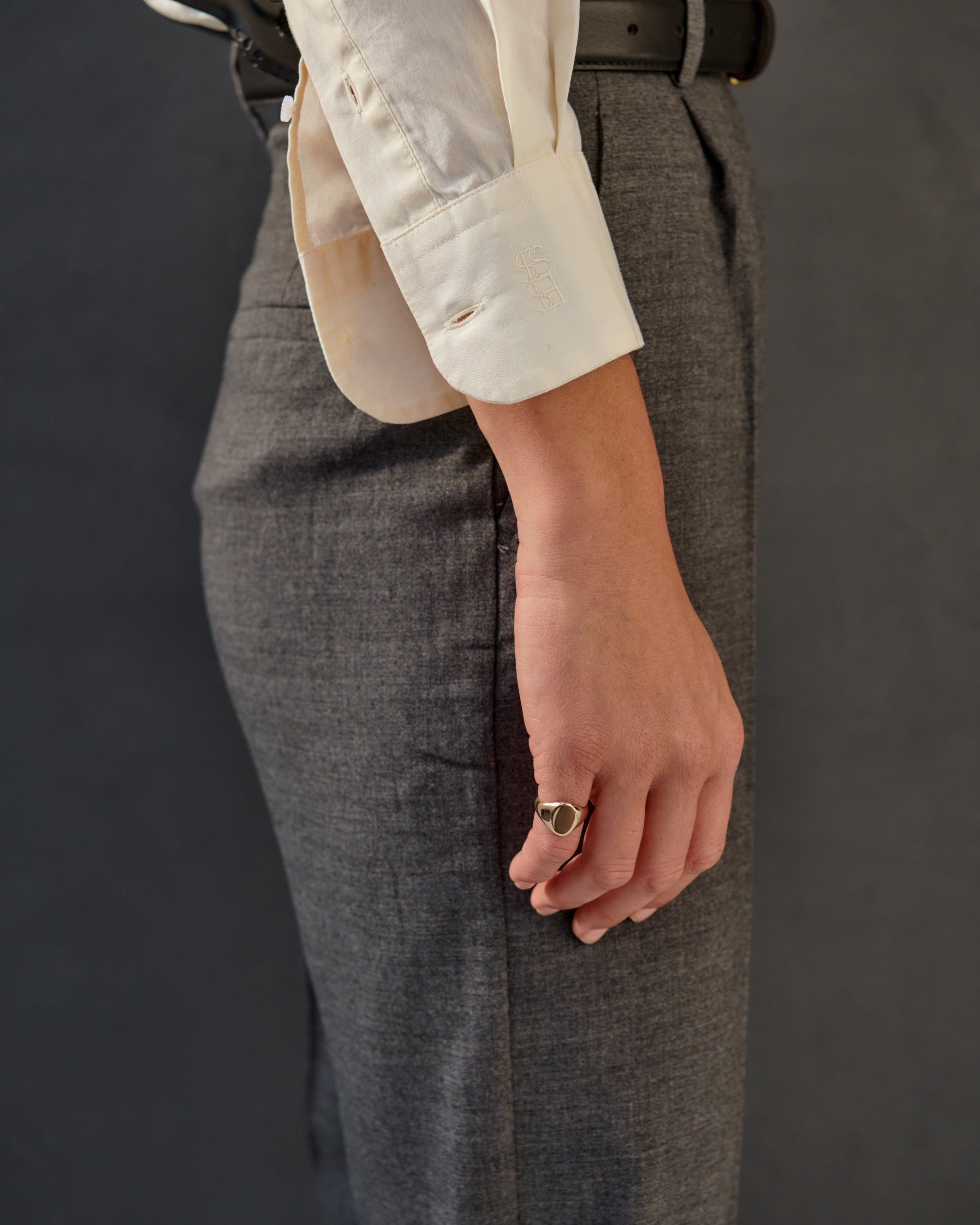 Chemise en popeline de coton jaune pâle