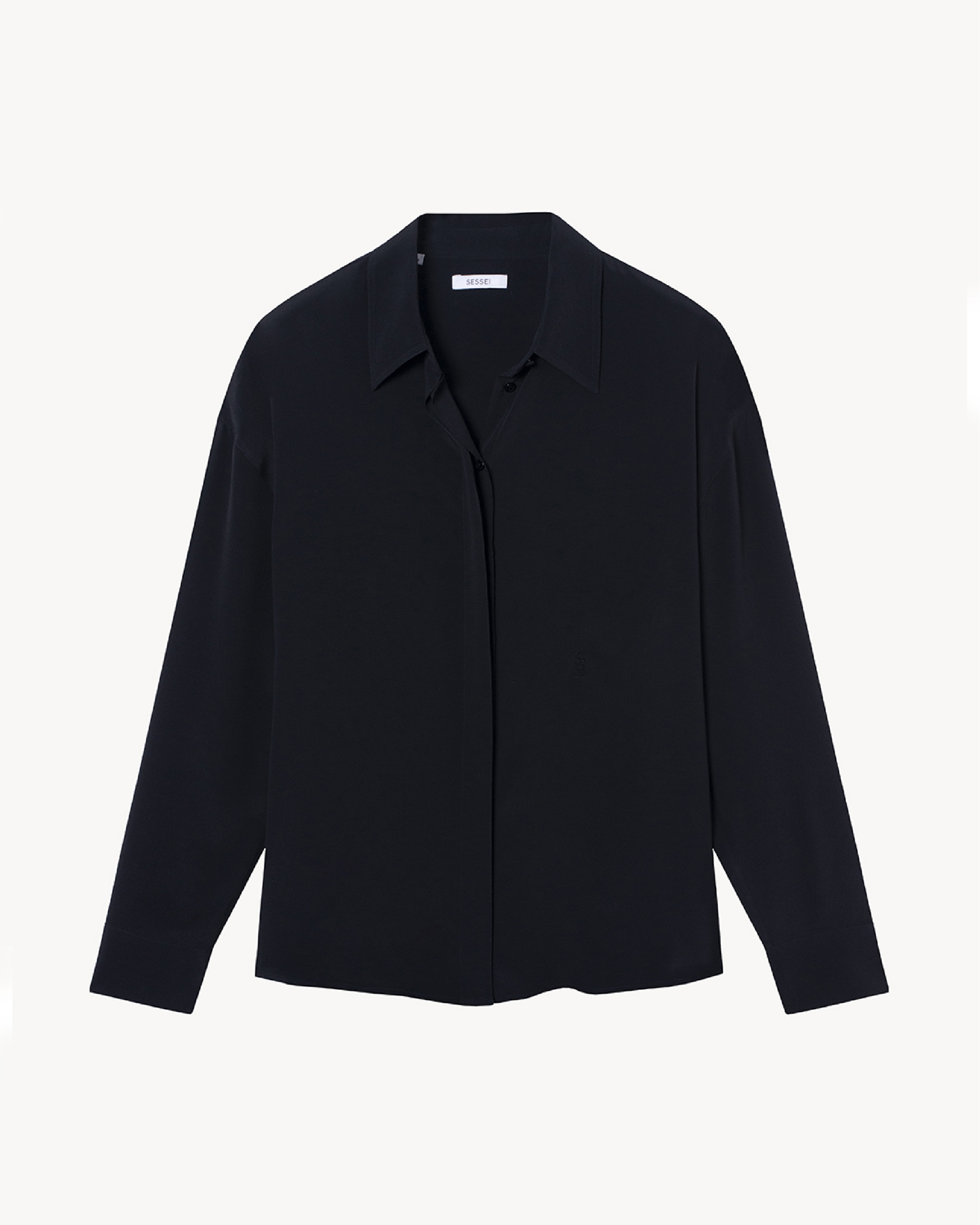 Chemise oversize en soie noire