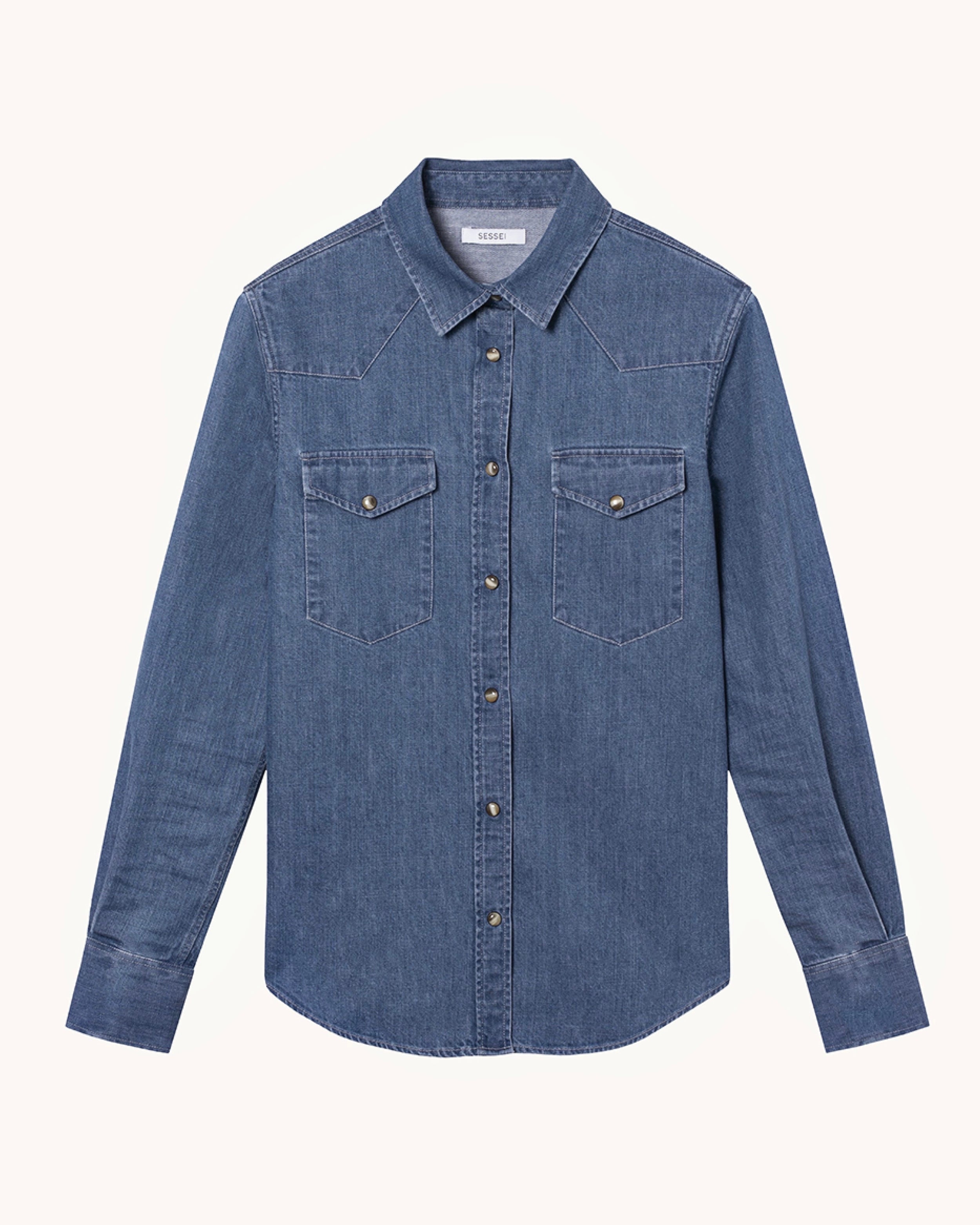 Chemise western en jean bleu