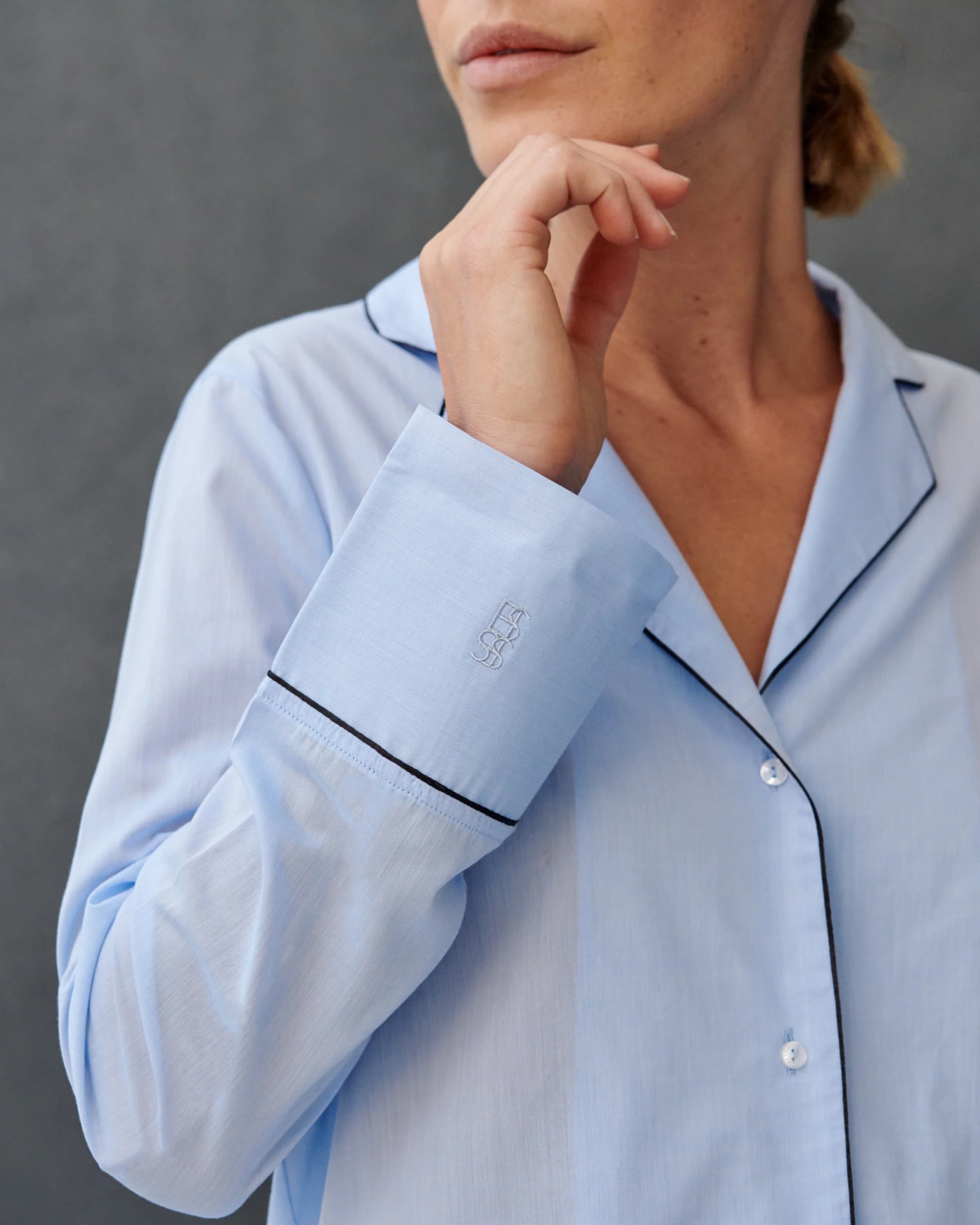 Roy Sky Blue Cotton Voile Pajamas