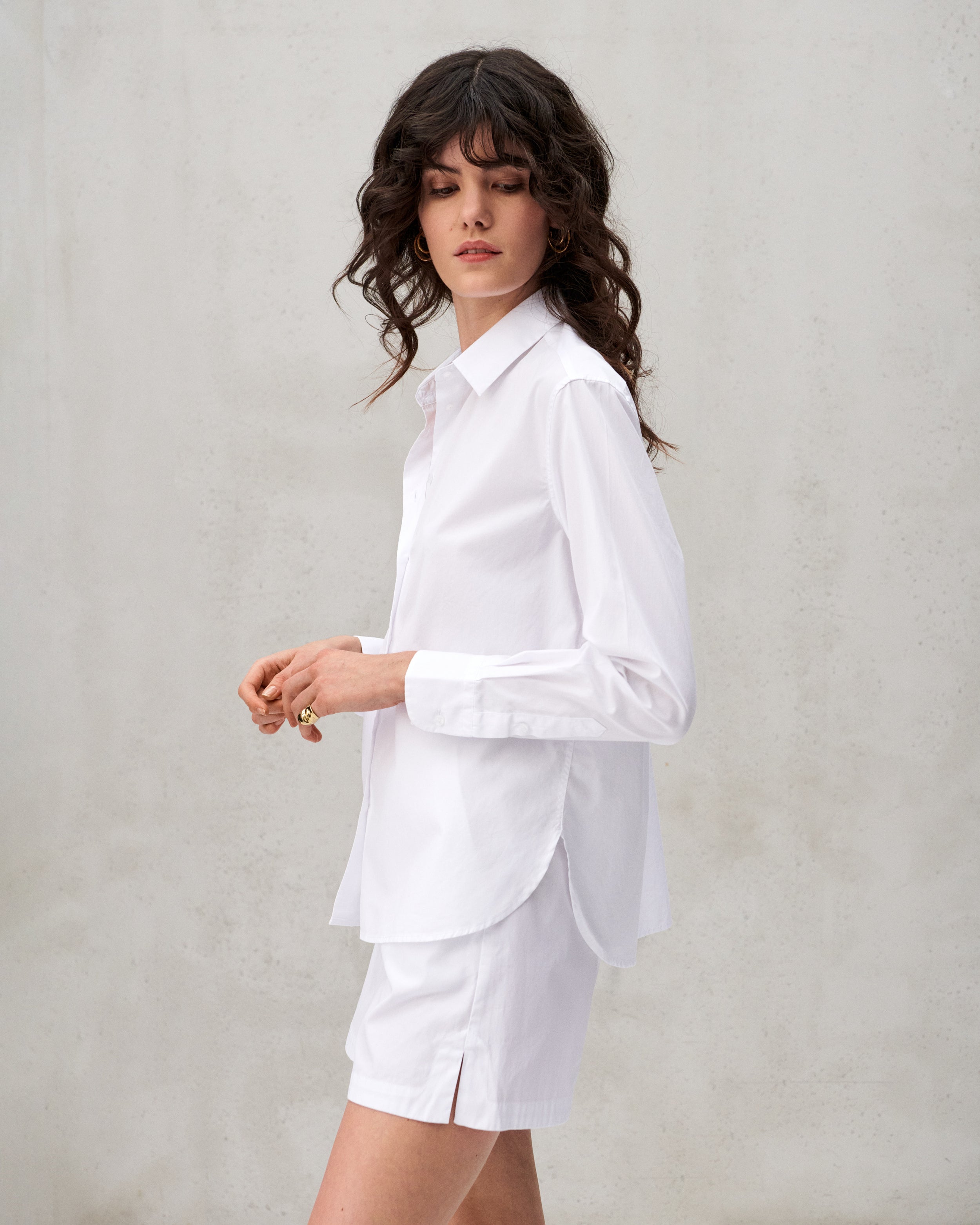 Short en popeline de coton blanc