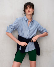 Charger l&#39;image dans la galerie, Chemise en popeline de coton à rayures vertes et bleues
