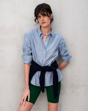 Charger l&#39;image dans la galerie, Chemise en popeline de coton à rayures vertes et bleues

