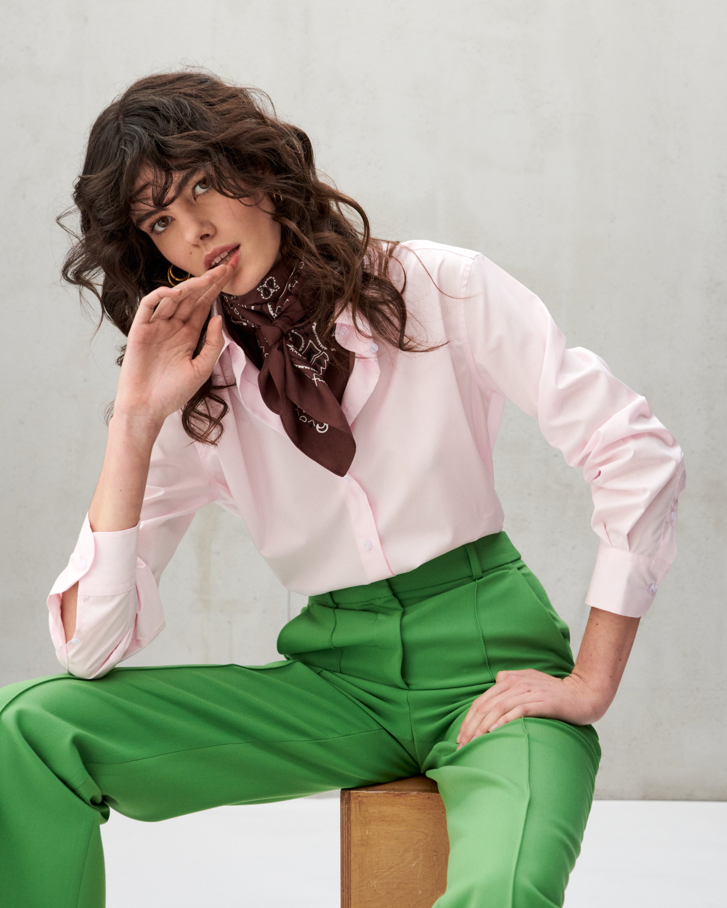 Chemise en popeline de coton rose 