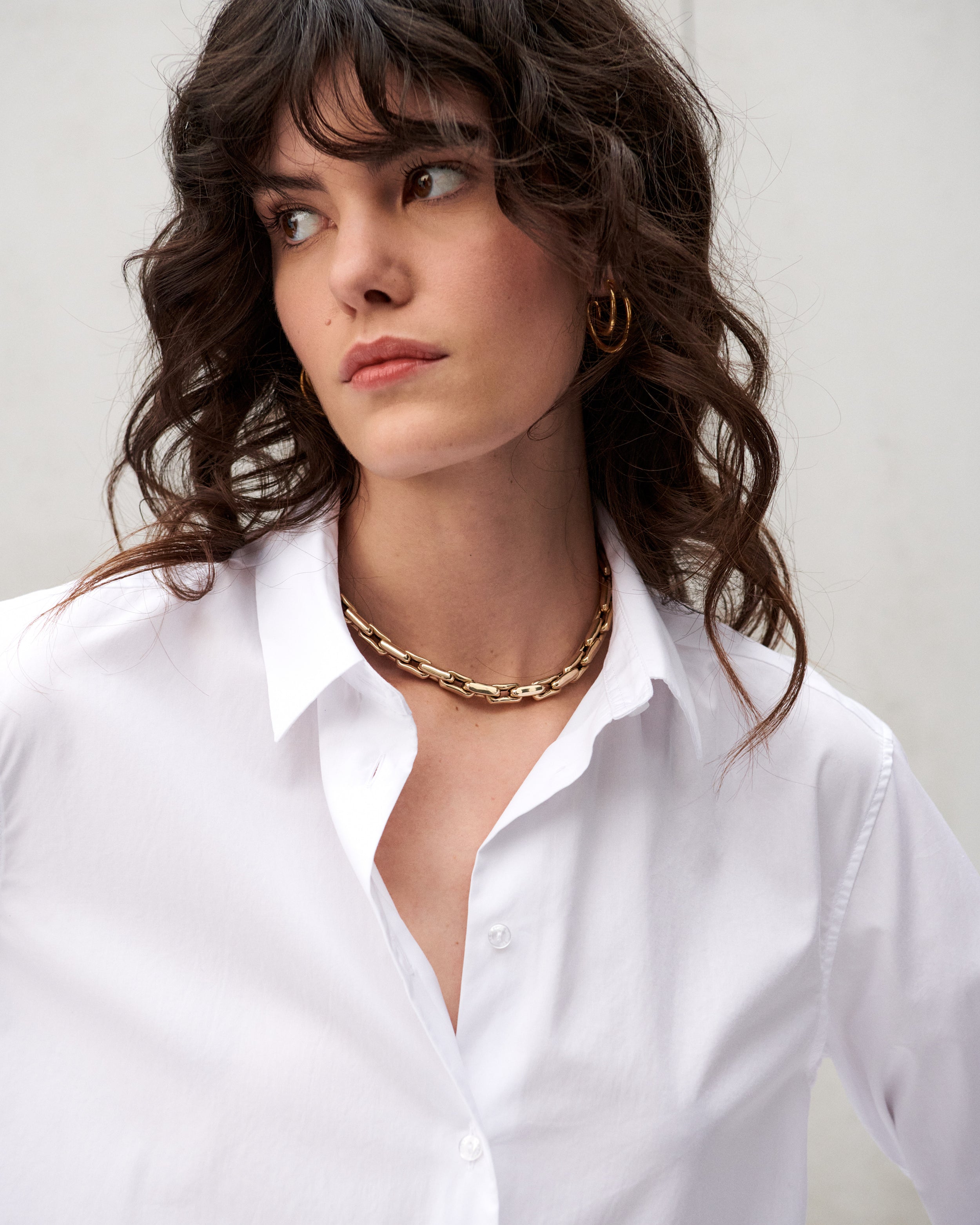 Chemise en popeline de coton blanche