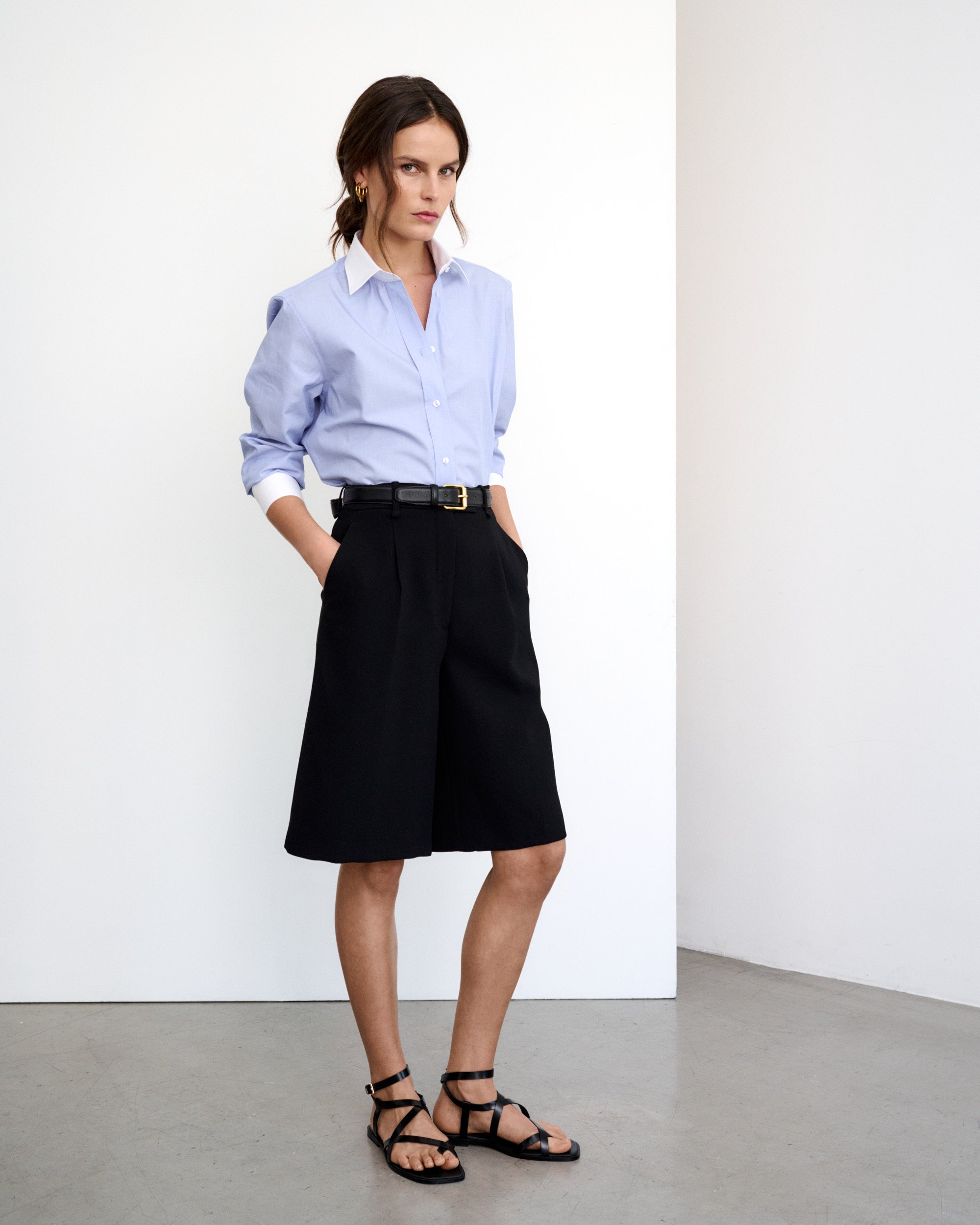 Monica Blue Cotton Poplin Shirt