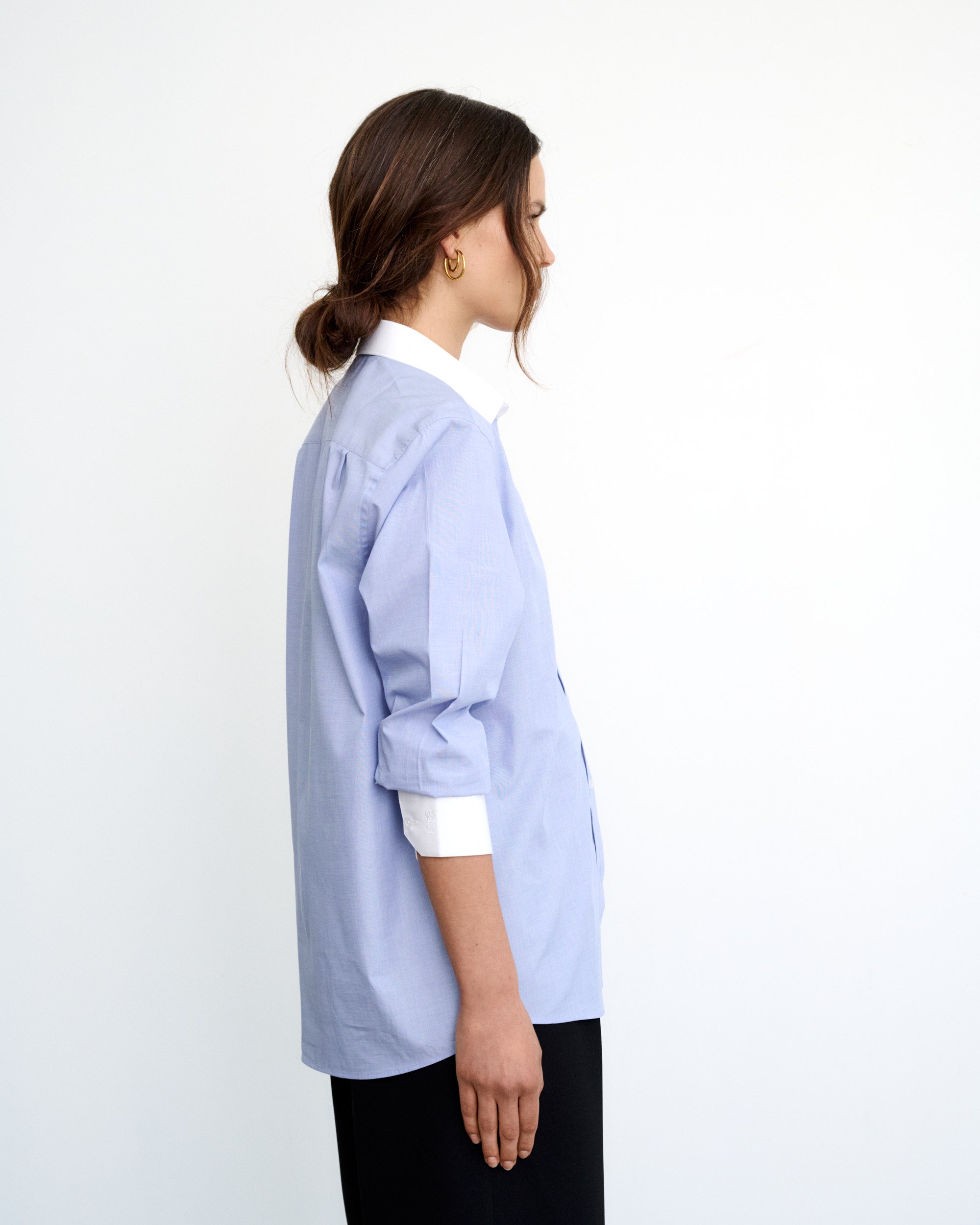 Monica Blue Cotton Poplin Shirt